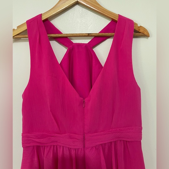 David's Bridal Pink High Neck Sleeveless Mini Bridesmaids Dress - Picture 5 of 10